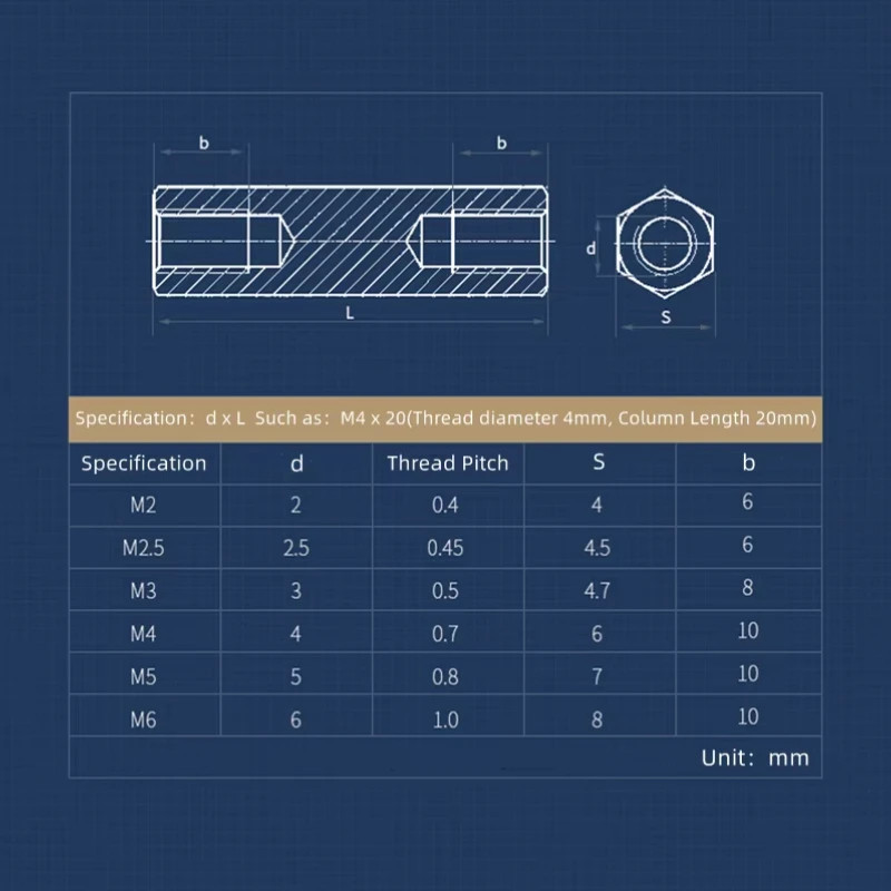 M4 M5 M6 Brass Double Pass Hex Standoff Board Pillar Hexagon Thread PCB ...