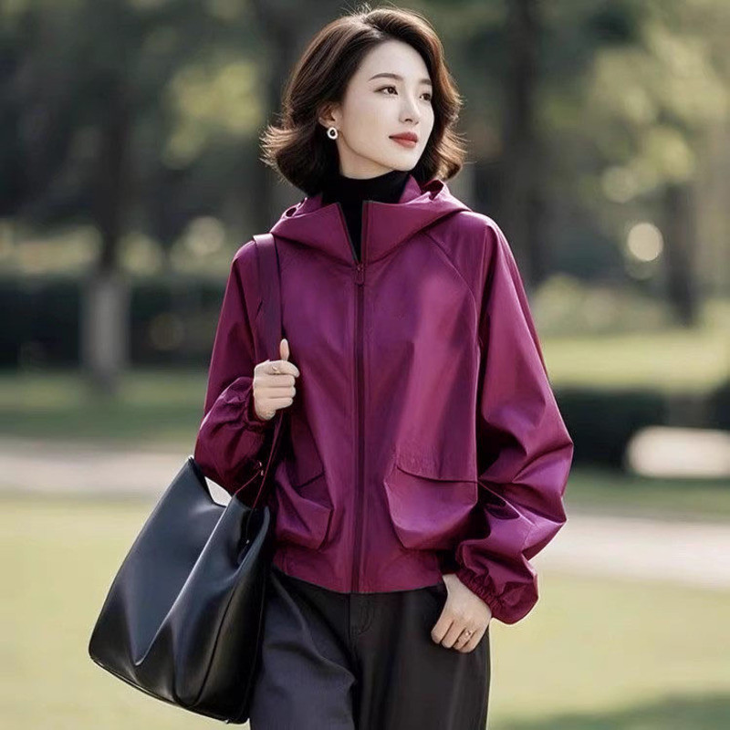 Windbreakers Jacket Women's Spring\Autumn New Sports Plain Plus Large ...