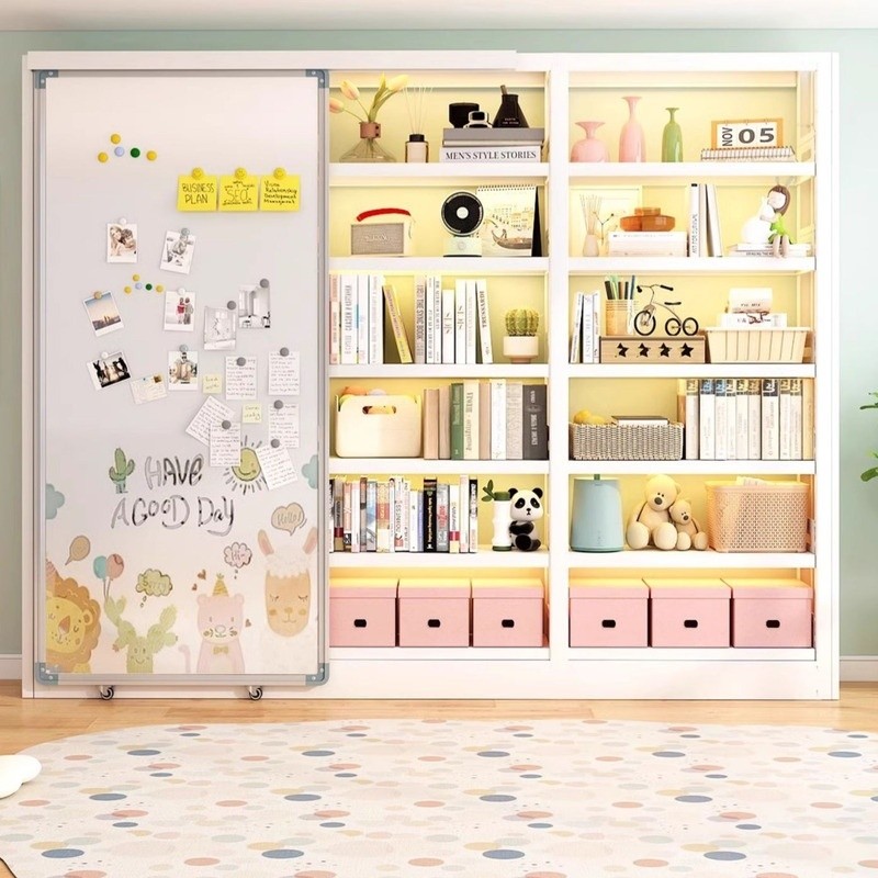 ANJIALE Bookshelf Whiteboard Household Steel Door Bookshelf Bookshelf ...