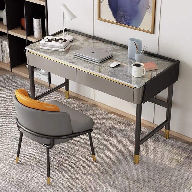 Office Table Rock Slab Desk Study Table Light Luxury Modern Work Desk ...