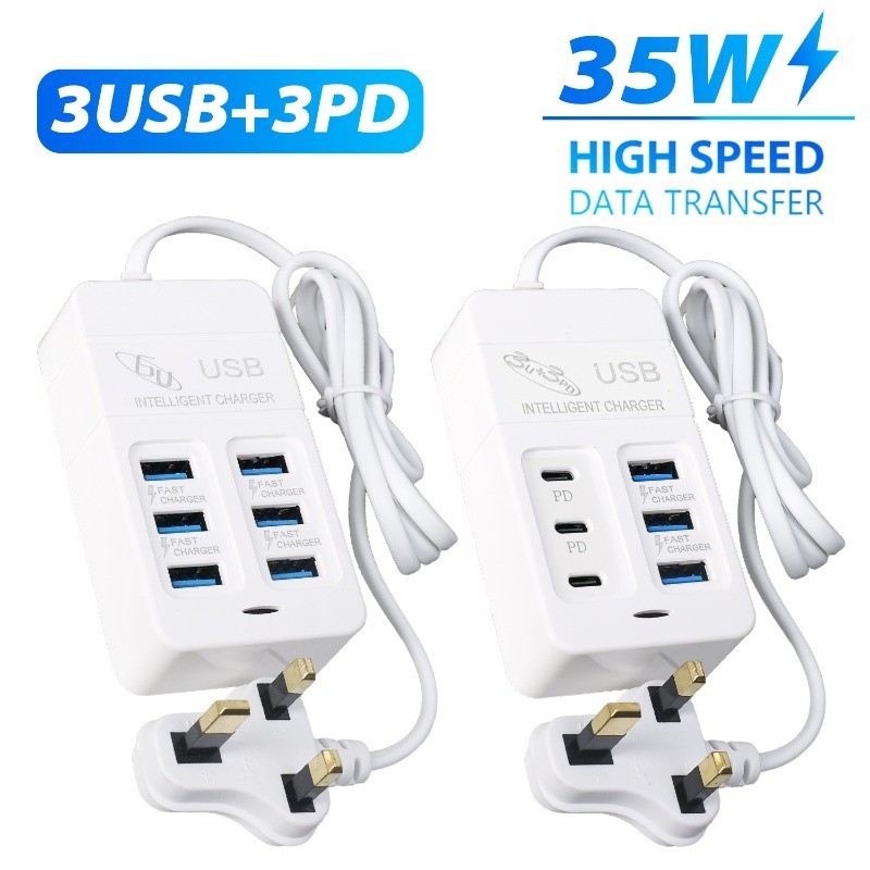 [ Featured ] 35W Multi-port USB Charger Socket - Wall Charging Extend ...