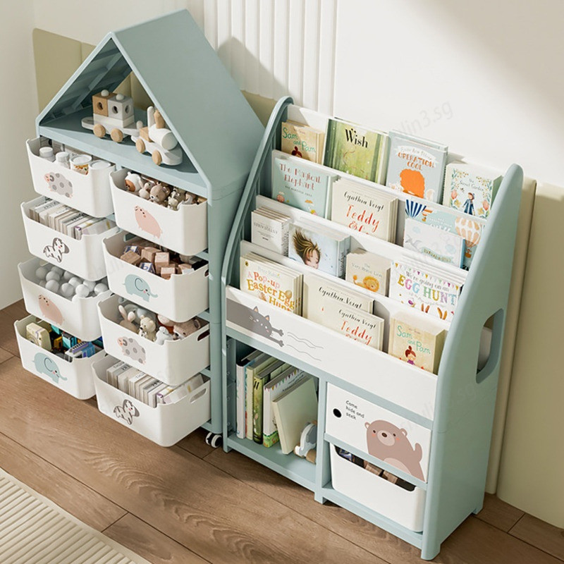 Kids Book Shelf Toy Storage Rack Picture Book Rack Integrated Baby ...