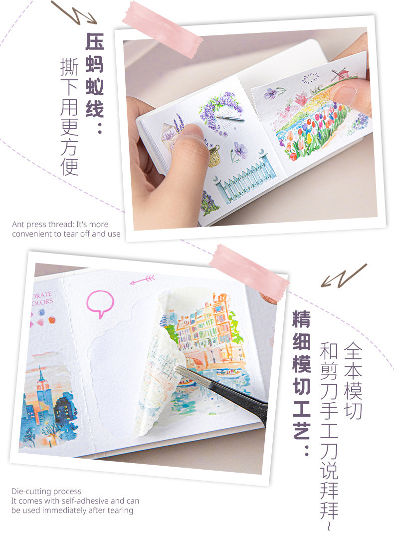 Mr. Paper 10pcs/bag Washi paper sticker book Leisurely holiday City ...