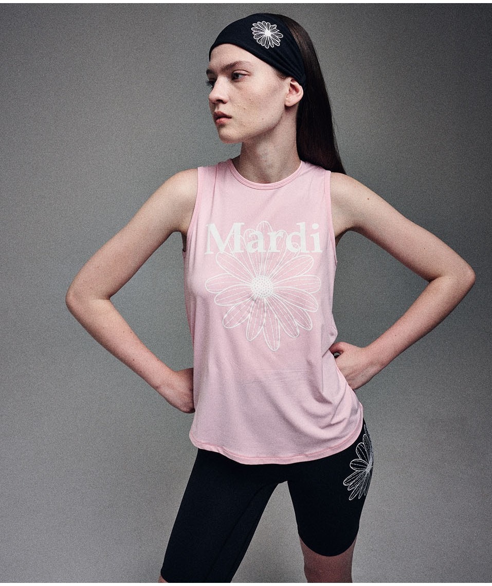 ●Mardi Mercredi●AIRLIFT sleeveless tank top_BLACK PINK MARDI MERCREDI AIRLIFT Flowermardi Sleeveless Tank Top