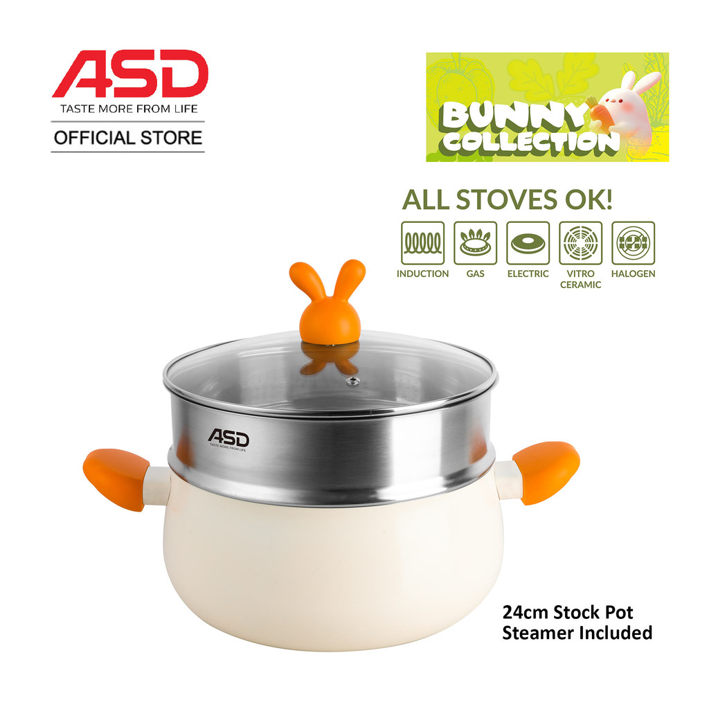 ASD Bunny Collection 24cm Stock Pot + Steamer - HP-BUN324SP-SS | Shopee ...