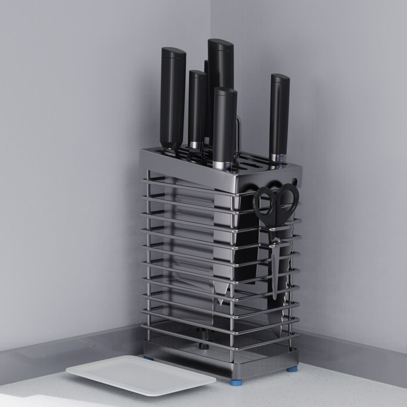 [48H Shipping] 304Stainless Steel Knife Holder Knife Rack Multi-Slot ...