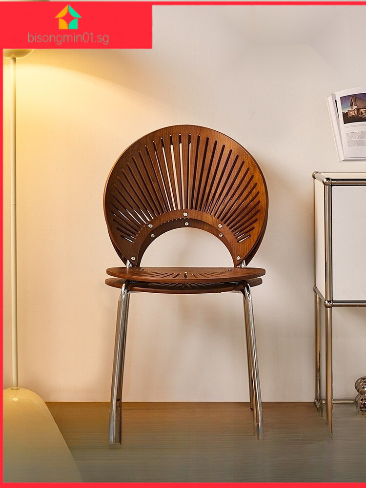 Solid Wood Dining Chair Shell Dining Chairs Minimalist Backrest Stool ...