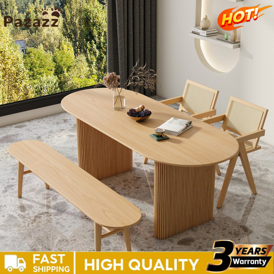 Solid Wood Dining Table and Chair Oval Style Special-Shaped Desk Small ...