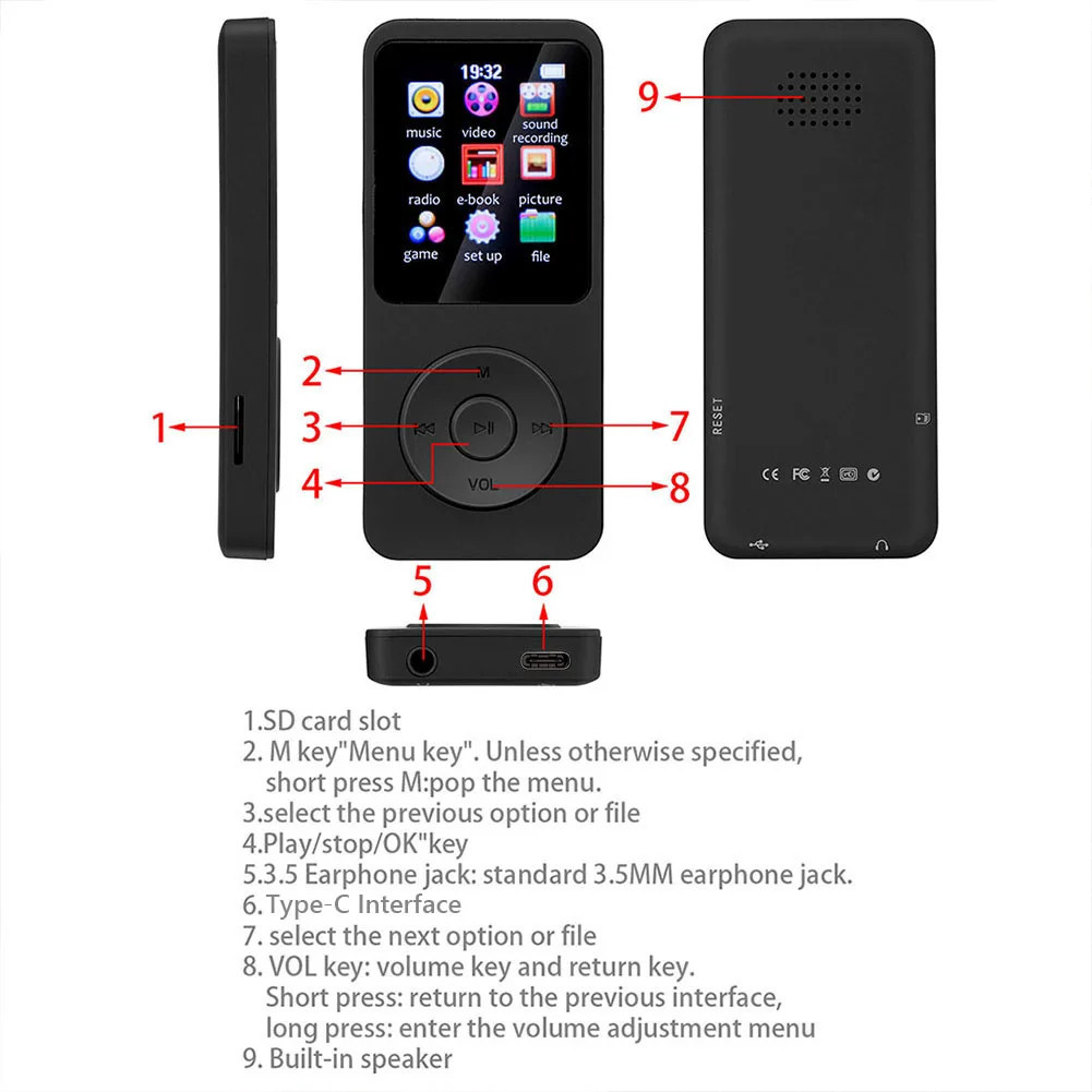 Mini Mp3 Mp4 Player Portable Bluetooth 5.4 Music Player Music Stereo ...