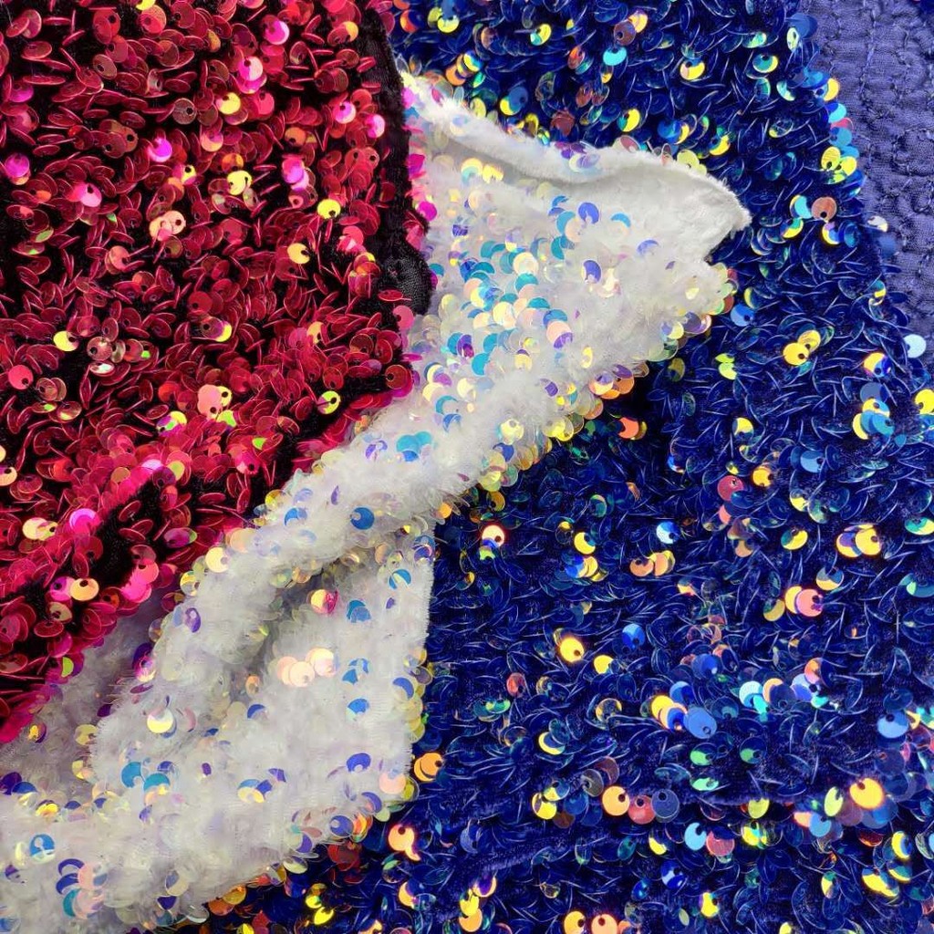 Non-fleece elastic fabric 5mm Sequin Embroidered Fabric Fashion ...
