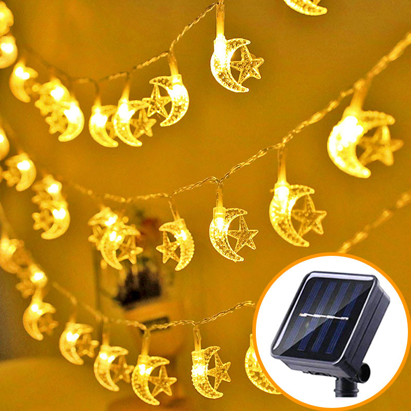 5M Lampu Raya Solar Solar Moon Star String Light Eid Mubarak Outdoor ...