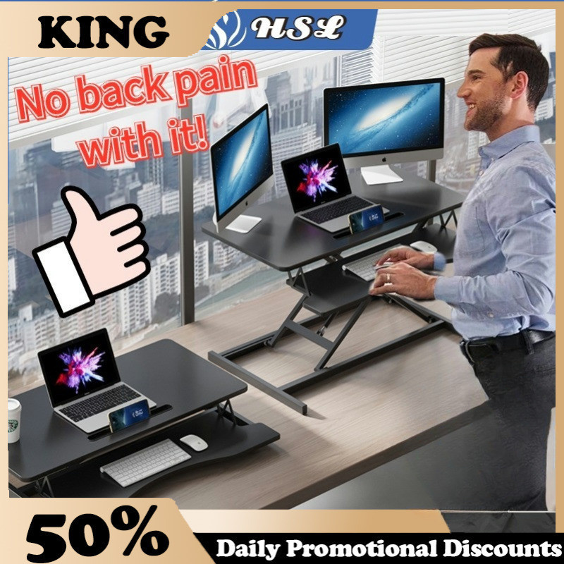 KING Widened Standing Desk Lifting Computer Table Adjustable Monitor ...