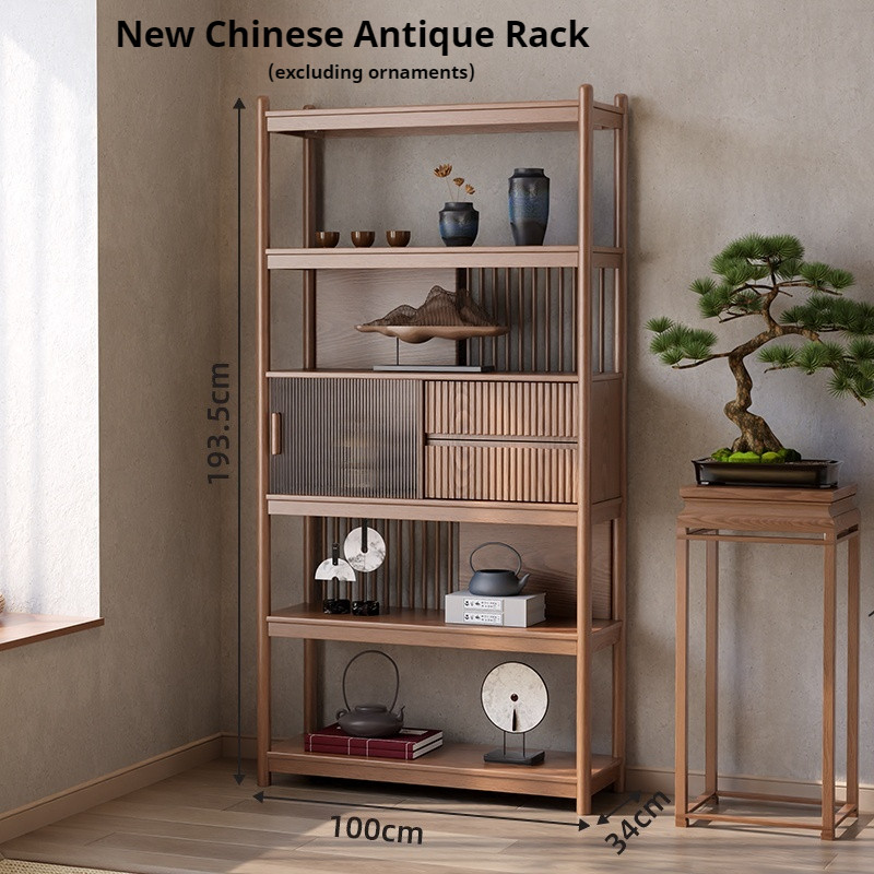 SP Book Shelf Solid Wood New Chinese Tea Display Cabinet Antique Rack ...