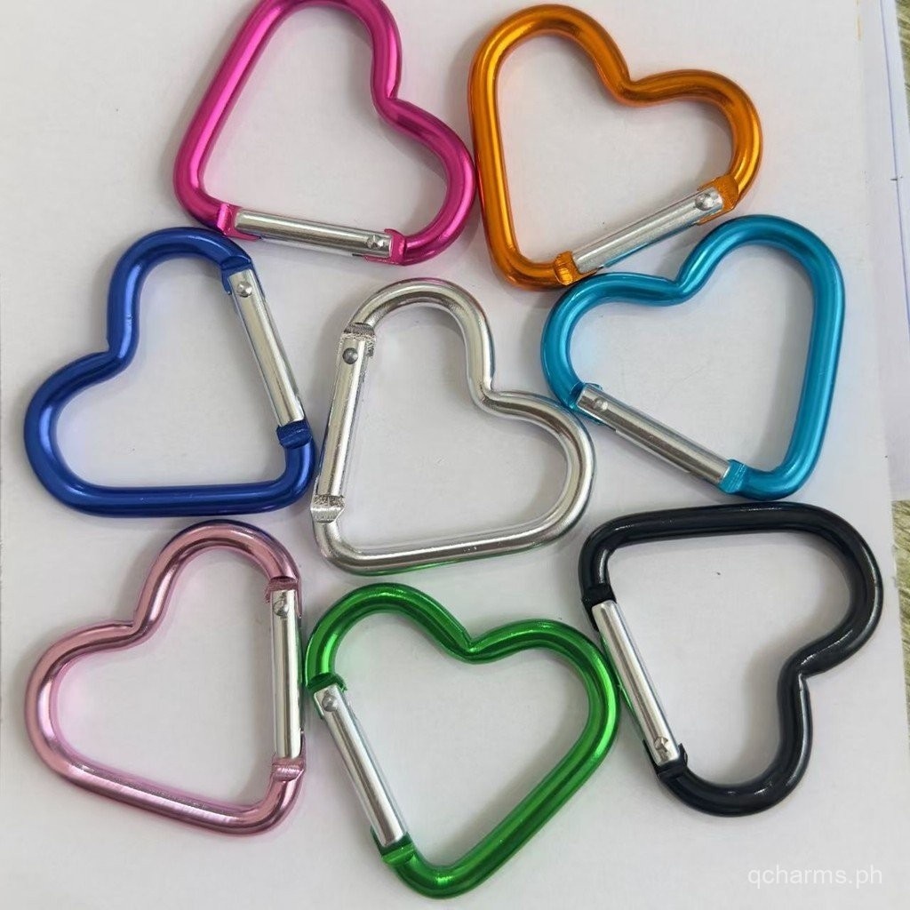 5pcs Aluminum Alloy Heart Shape Buckle Climbing Button Carabiner Spring ...