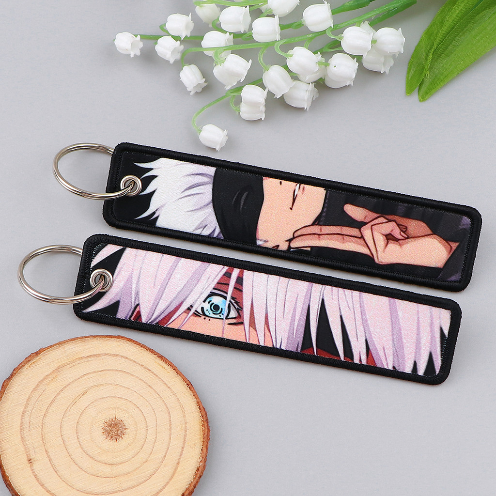 Anime Satoru Gojo Geto Suguru Embroidery Key Fobs Japanese Manga Key ...