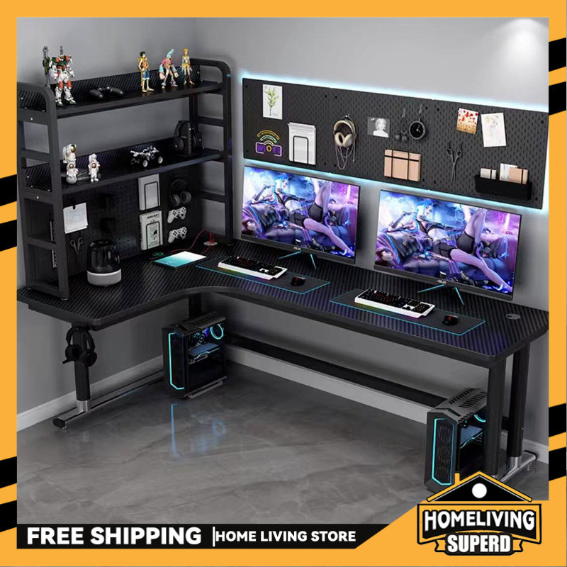 SUP Corner Computer Table Desktop Desk Bookshelf Combination L-shaped ...
