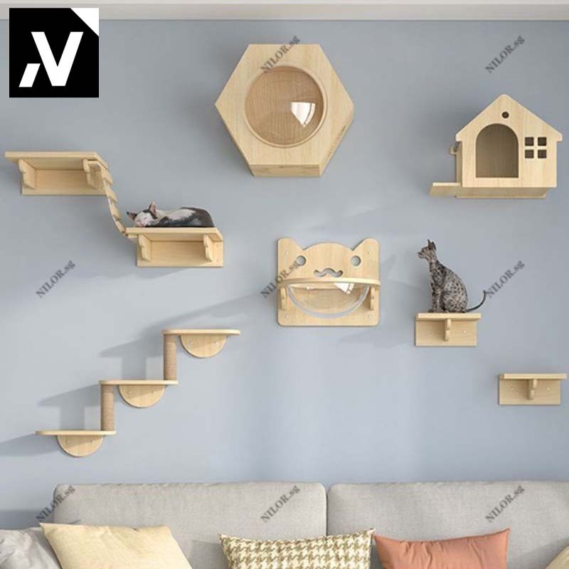 N·R Cat Wall Mount Condo Cat Climbing Frame Small Apartment DIY ...