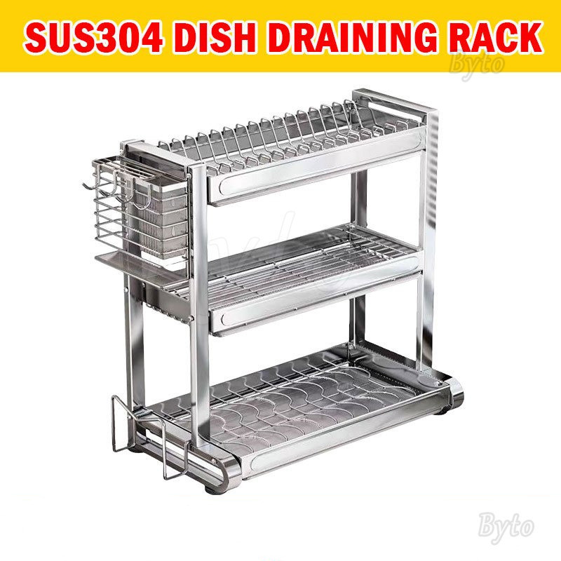 Byto SUS304 Stainless Steel Dish Draining Rack Anti-rust Kitchen Sink ...