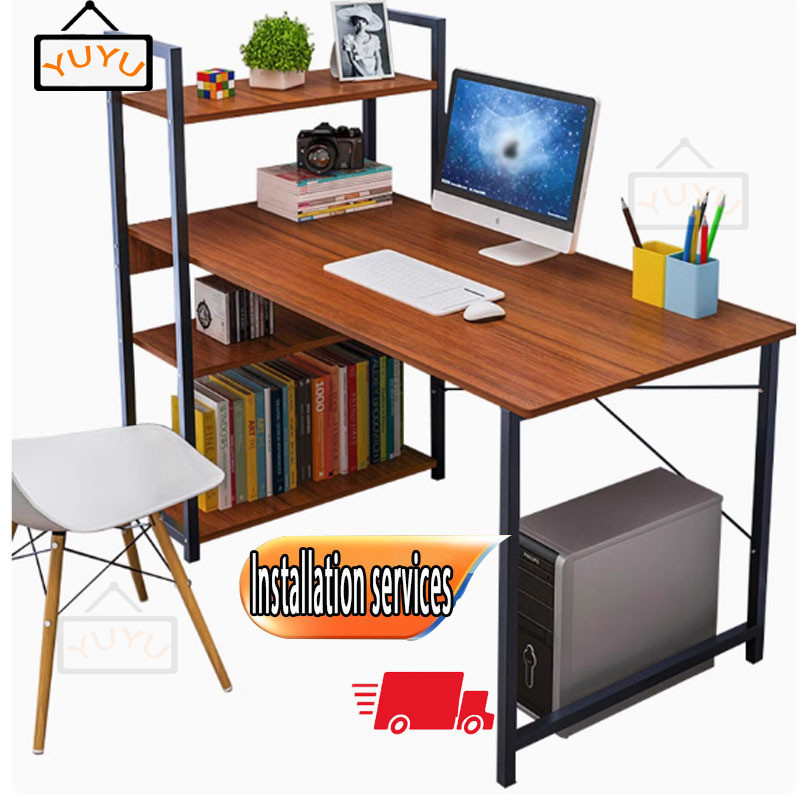 120cm Study With 4 Tier Bookshelf Office Computer Home Writing Desk ...