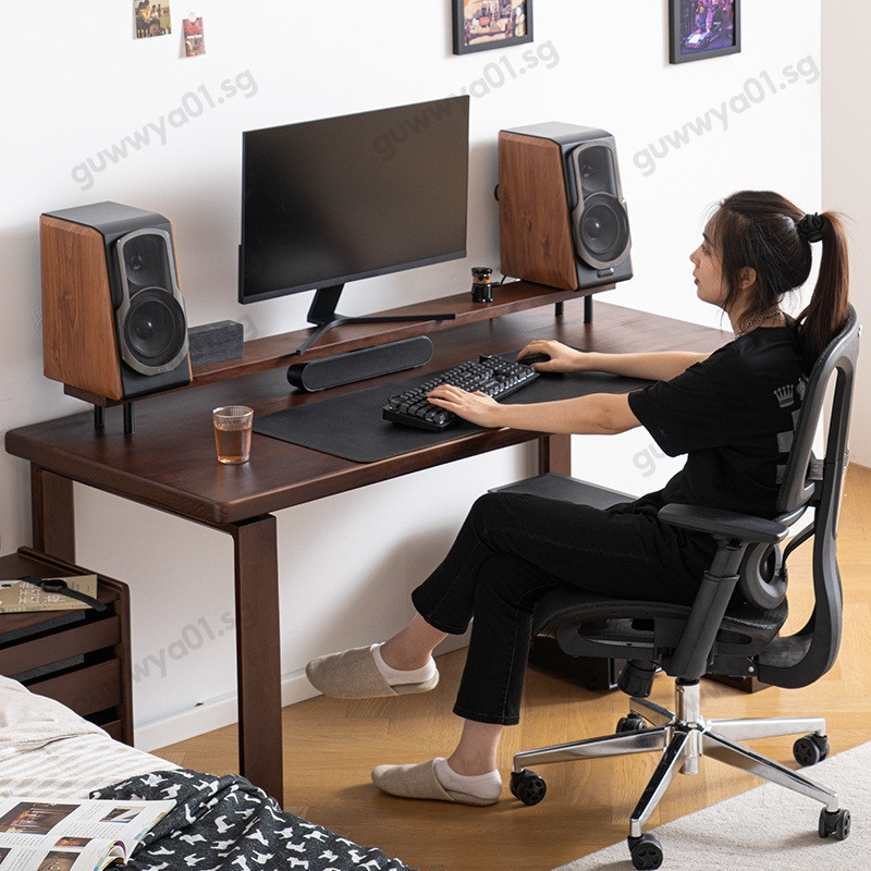 Study Table Black Walnut Computer Desk Solid Wood Desk For Home Use ...