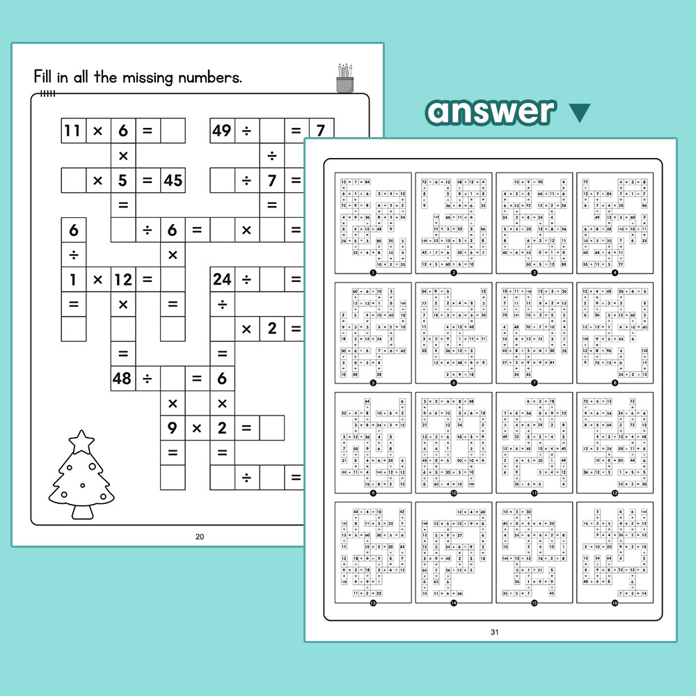 32 Pages 1-12 Multiplication & Division Math Workbook for Kids ...