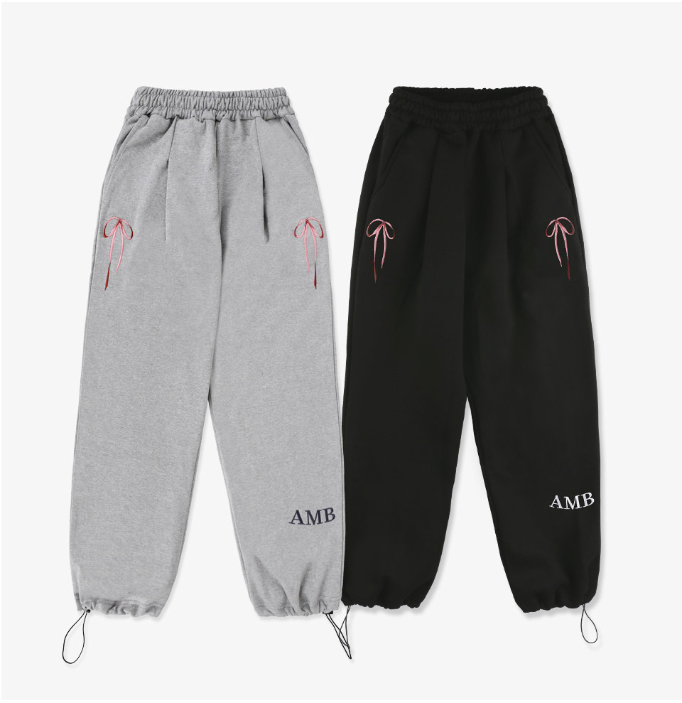 AMBLER Pants With Ribbon One Tuck 2-Way Training Sweat Pants Straight ...