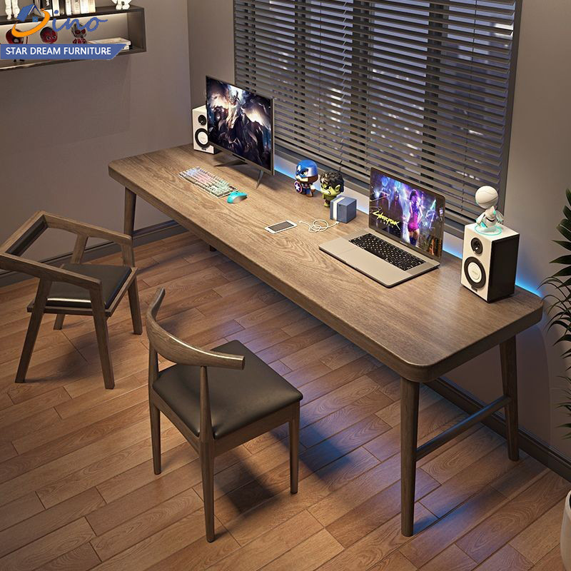 Solid Wood Double Computer Stylish Home Office Table Study Writing Desk ...