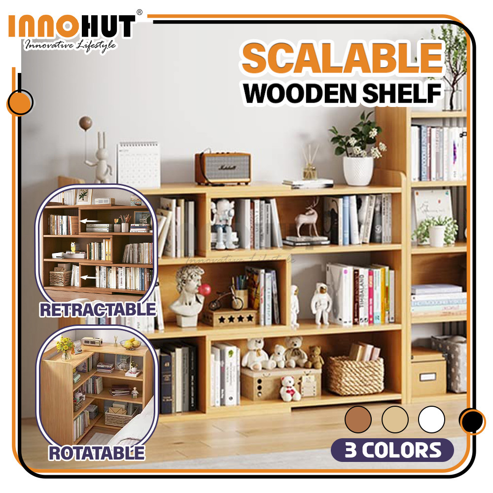 Innohut Wooden Scalable Shelf Storage Rack Bookshelf Organizer ...