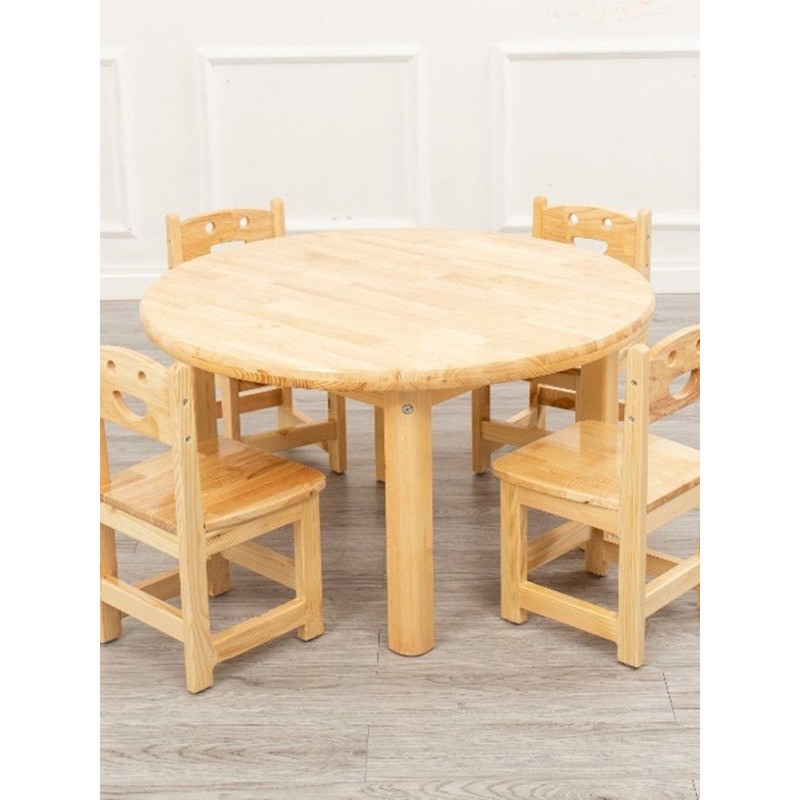Kindergarten Student Round Solid Wood Dining Table Home Study Desk ...