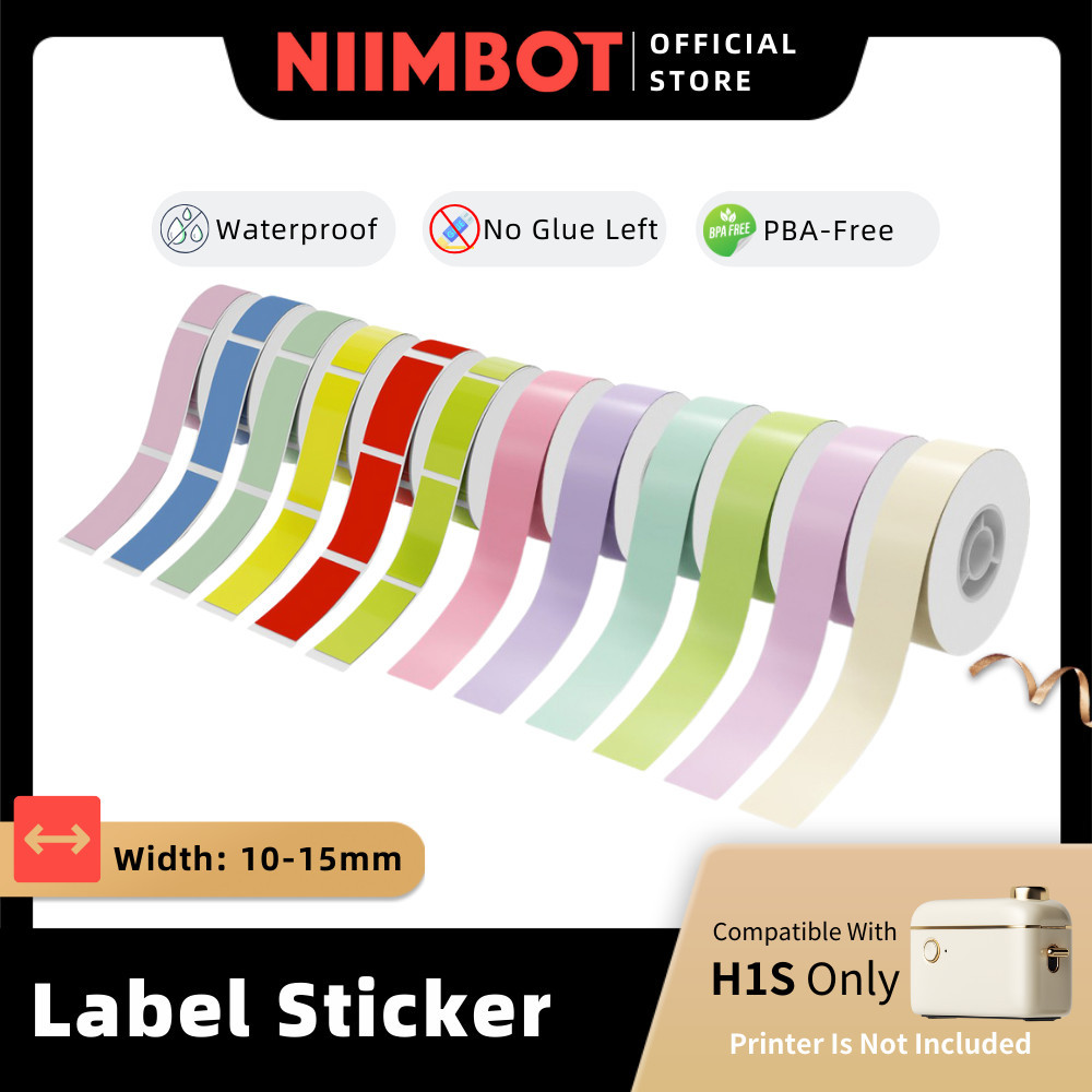 NIIMBOT H1S 10-15mm Label Sticker, Waterproof Refill Continuous Gap ...