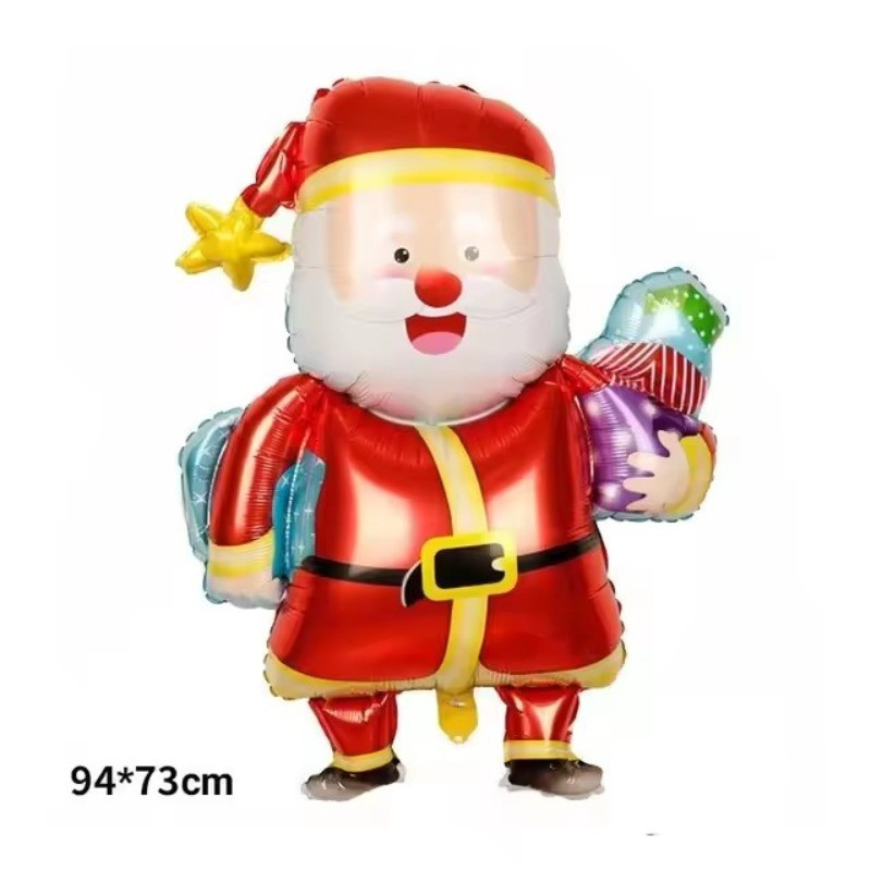 12 Palloncini Di Natale In Alluminio A Forma Di Babbo Natale - Decorazioni Festa Alogeno Metallic