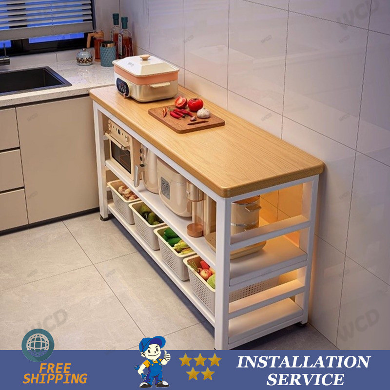 WWD Cabinet Multi Functional Kitchen Shelf Floor Standing Vegetable Cutting Table Worbench Multi ...