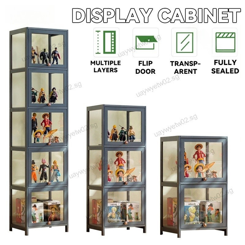 Display Cabinet Transparent Shelf Acrylic Filp Door Toys Storage ...