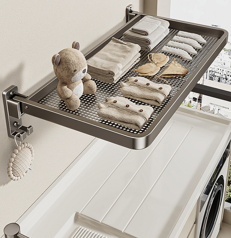 Folding Drying Rack Invisible Balcony Shoe Rack Bay Window Indoor Space ...