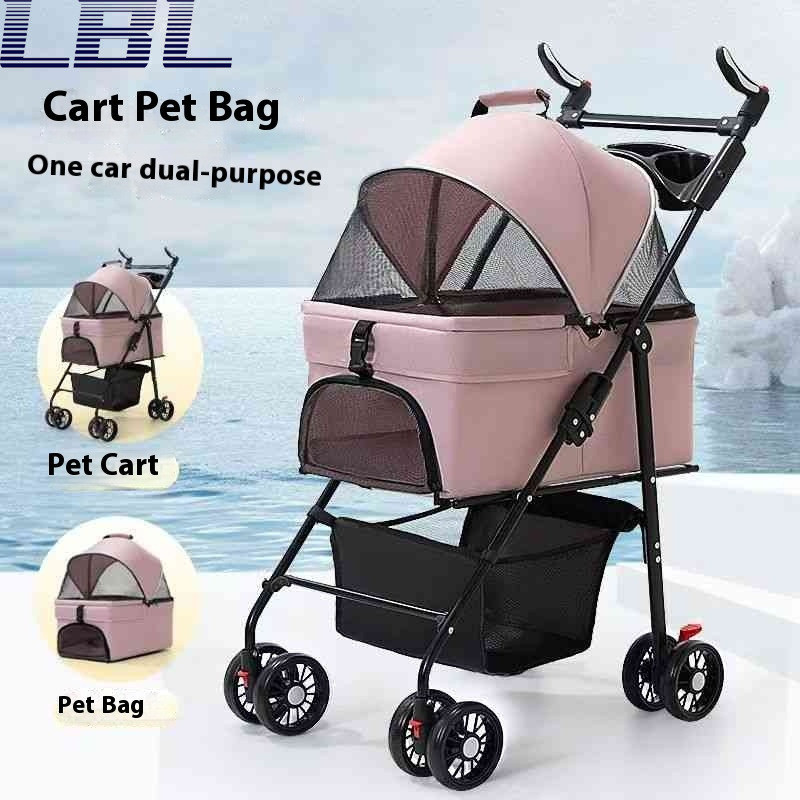 Stroller Foldable Washable Baby Pram Cat Carrier Dog Cart Pet Wheel ...