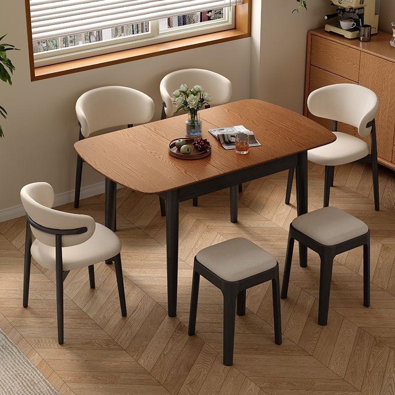 [ SG ] ⚡ Nordic Walnut Solid Wood Folding Dining Table Retractable Home ...