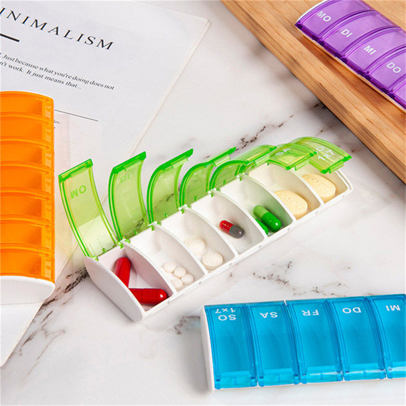Pill Box 7 Days Weekly Pill Box Holder Tablet Storage Pill Supplement ...