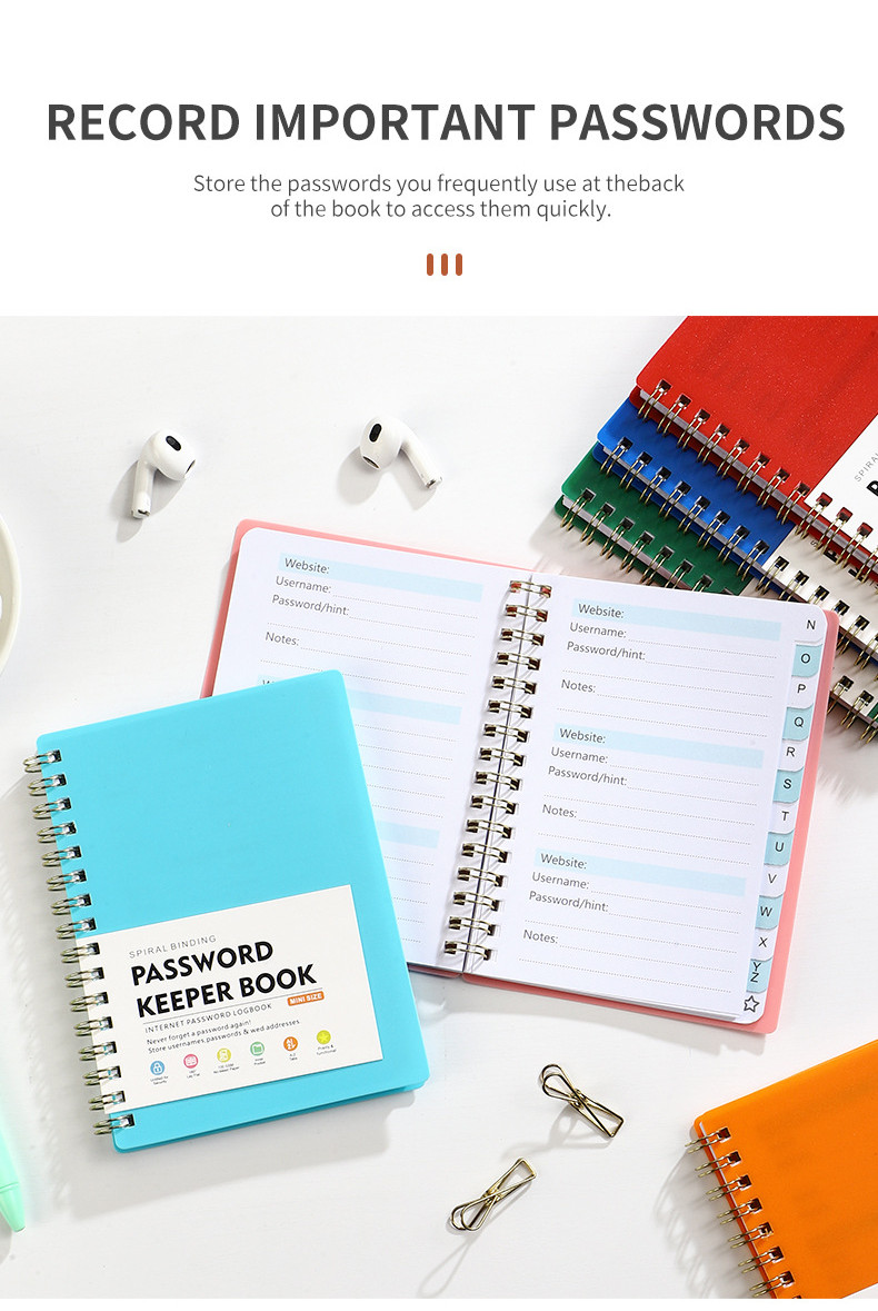 A6 Password Keeper Book Internet Login Notebook with Alphabetical Tabs ...