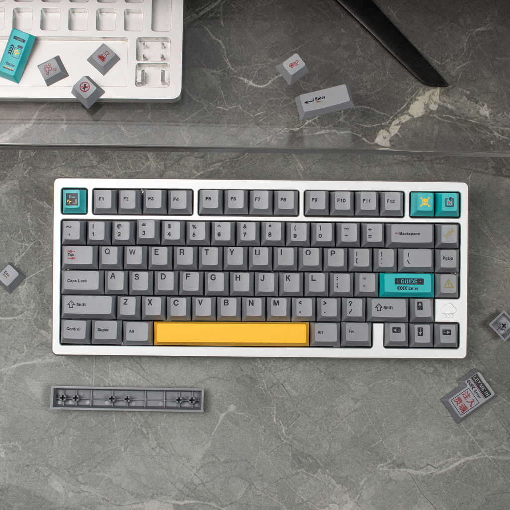 Laboratory Keycaps Gray PBT Dye-sub Cherry profile keycaps set for ANSI ...