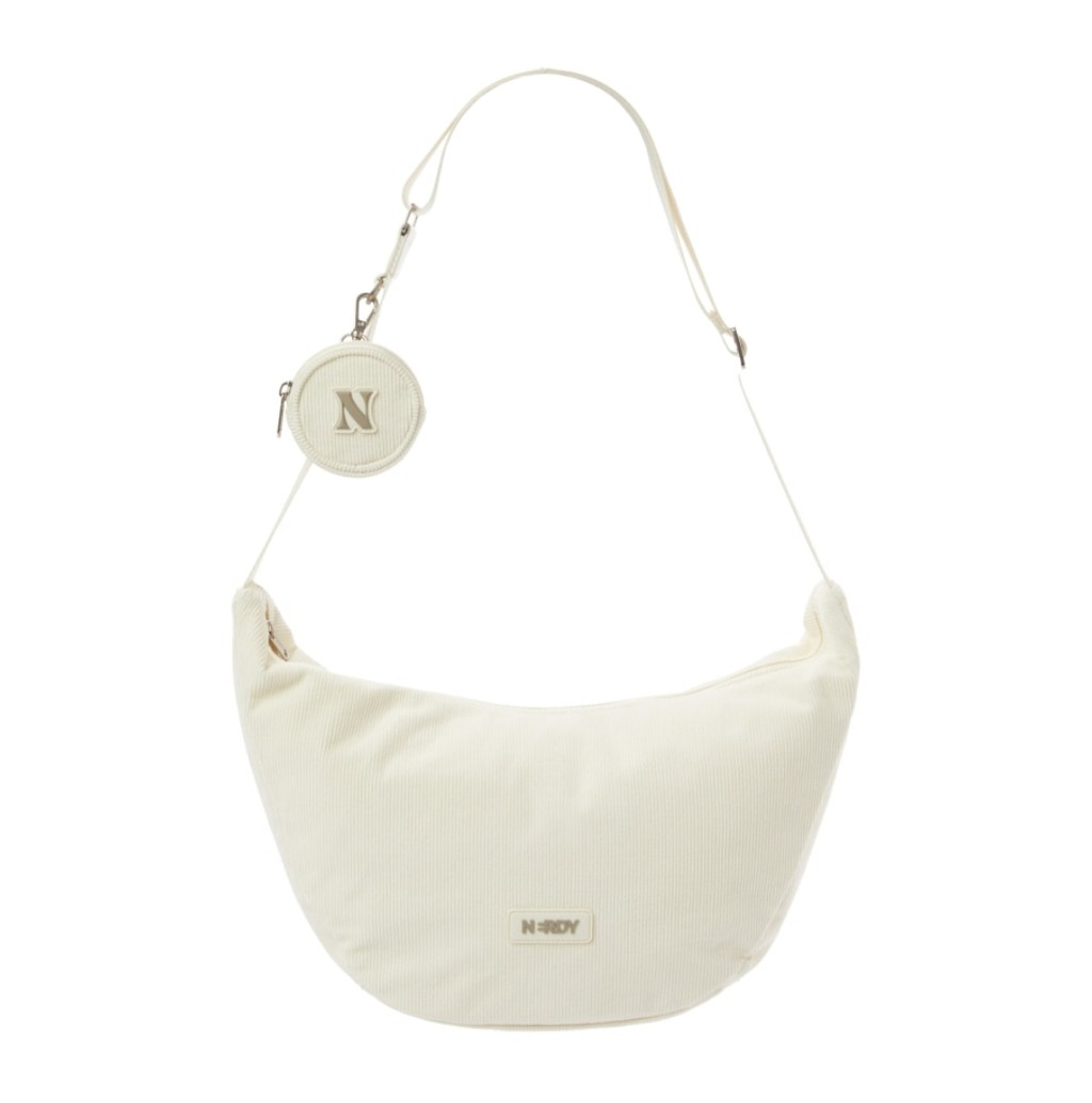 NERDY公式 コーデュロイバック ロゴ Corduroy Hobo Crossbag Corduroy Bag Crossbody Bag Casual Hobo Bag Shopping Bag