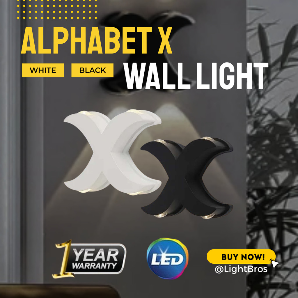 ALPHABET X 12W LED WALL LAMP X SHAPE BLACK/WHITE WALL LIGHT LAMPU ...