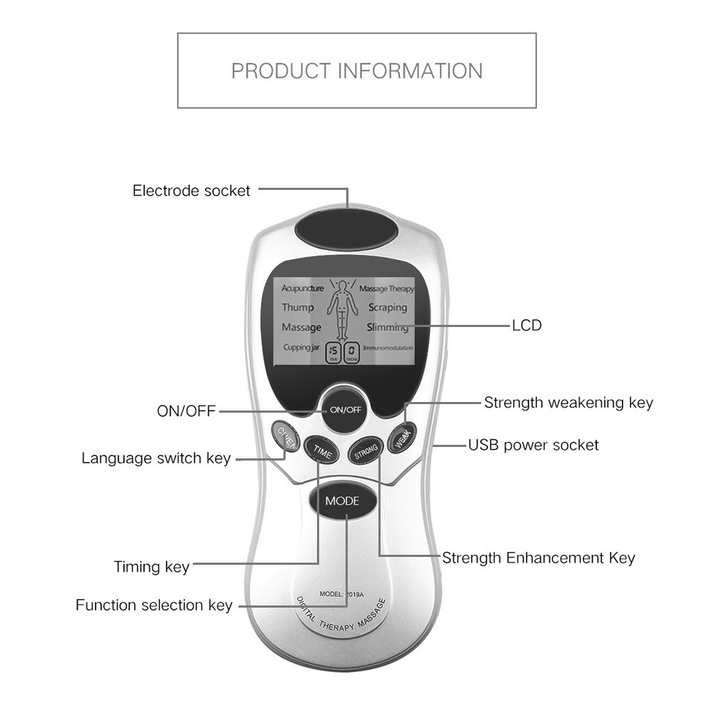 [Local Stock] EMS Physiotherapy Massager LED Blue Screen Electronic ...