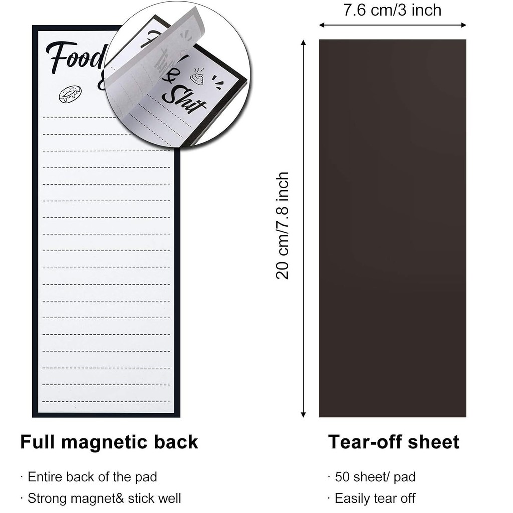 Ossayi Magnetic Notepads for Fridge With Pen Holder 50 Sheets Flexible ...