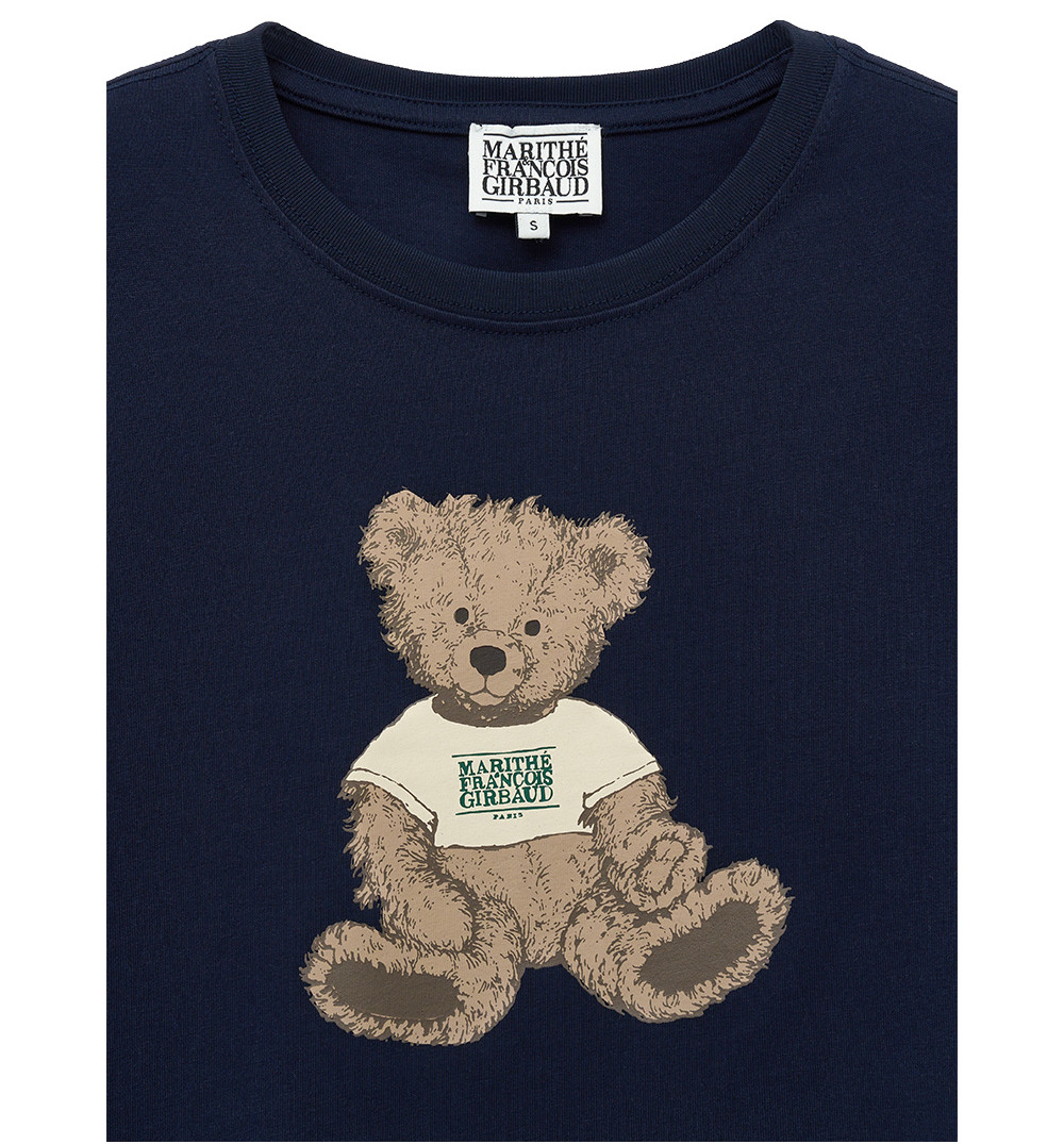 ★Marithe + Francois Girbaud★ W DOODLE BEAR CROP TEE whiteb W DOODLE BEAR CROP TEE