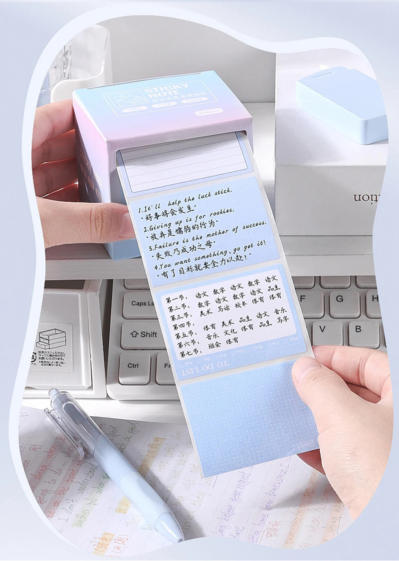 Pull-Out Sticky Notes Box 256 Sheets Full Adhesive Tearable Writable ...