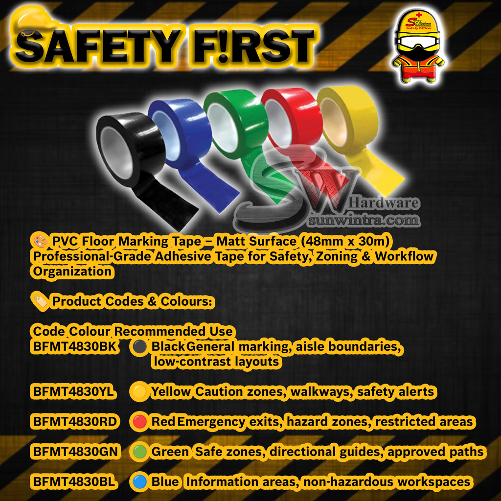 SW Hardware 48MM X 30M HEAVY DUTY PVC PROTECTION TAPE / FLOOR MARKING ...