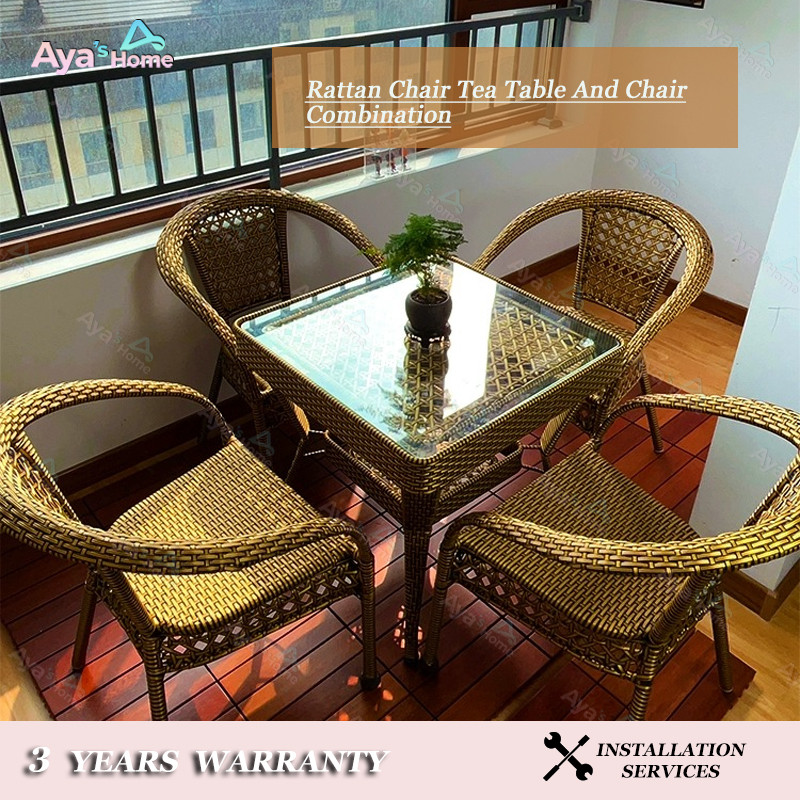 Rattan Chair Three-piece Tea Table And Chair Combination Outdoor ...