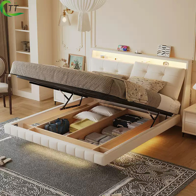 TT Bed Frame Vintage Style Multifunctional Suspension Bed Simple Modern ...