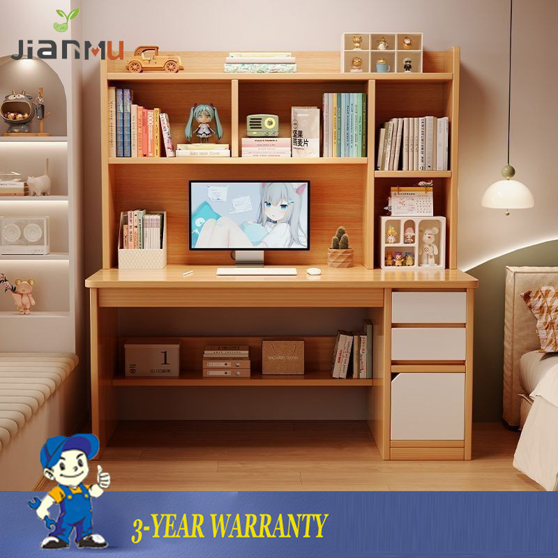 Jianmu Office Table With Bookshelf Desktop Computer Home Bedroom ...