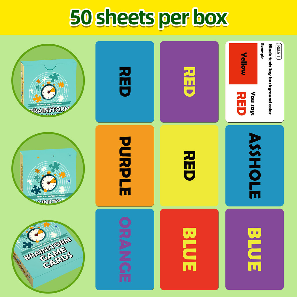 50pcs Interactive Group Card Game Brainstorming Challenge Fast Reflex ...